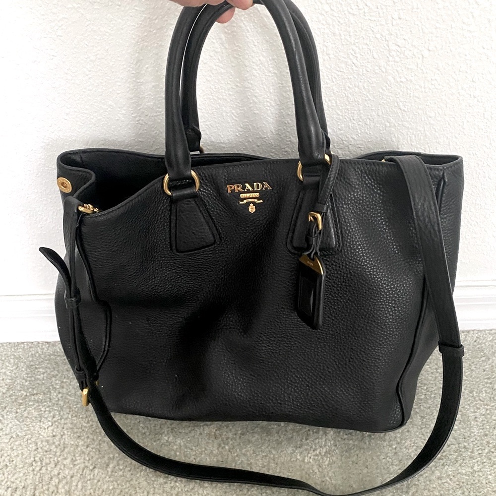 Black leather Prada bag